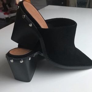 Zara Black Suede Studded Clogs